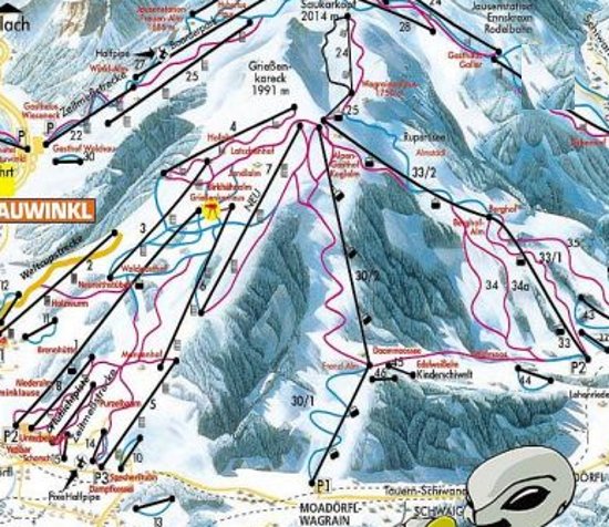 Piste Kort over skiomr�det Flachau Wagrain